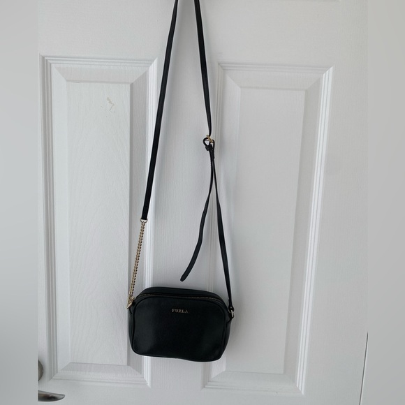 FURLA Black Leather Chain Crossbody Bag - Picture 3 of 10